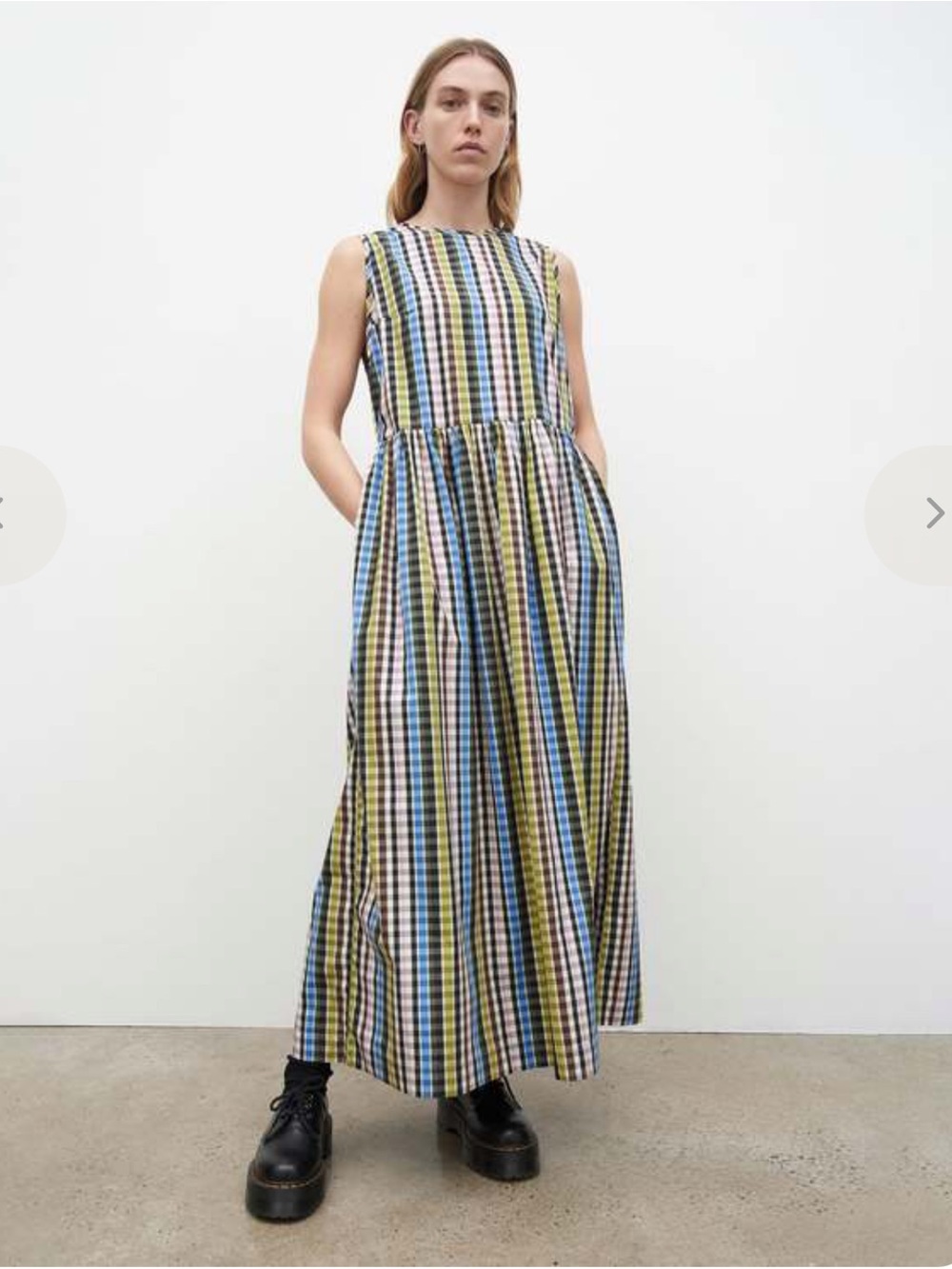 NWT kowtow Striped Gingham Maxi Charlie Dress in autumn check